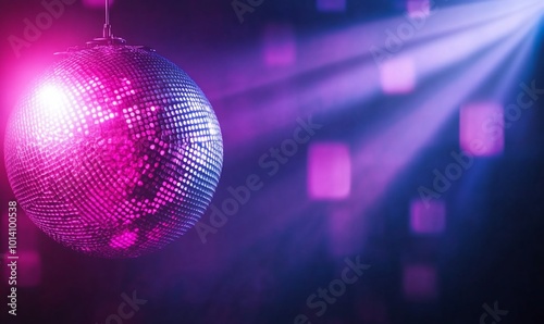 A sparkling disco ball reflecting colorful lights in a vibrant setting.