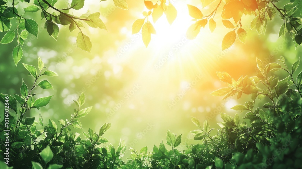 Sunlight shining through the leaves of a tree in a forest Sunlight shining through the leaves of a tree in a forest