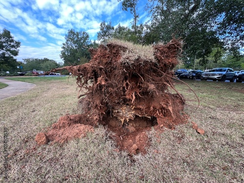 Roots of a huge old tree that had been uprooted photo