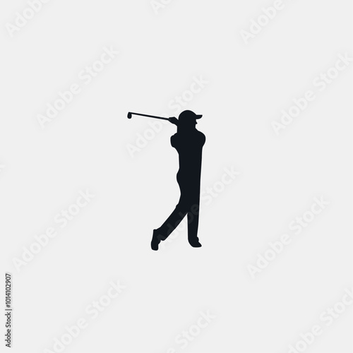 Golf player logo icon flat vector design