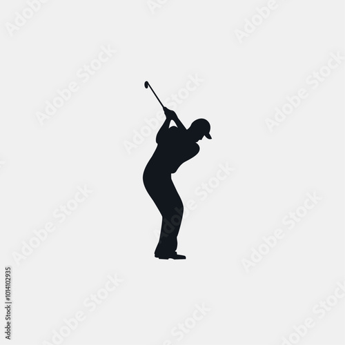 Golf player logo icon flat vector design