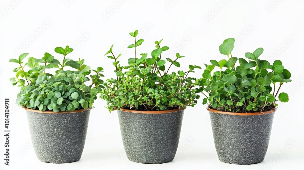 Handheld mini potted plants, white background Handheld mini potted plants, white background