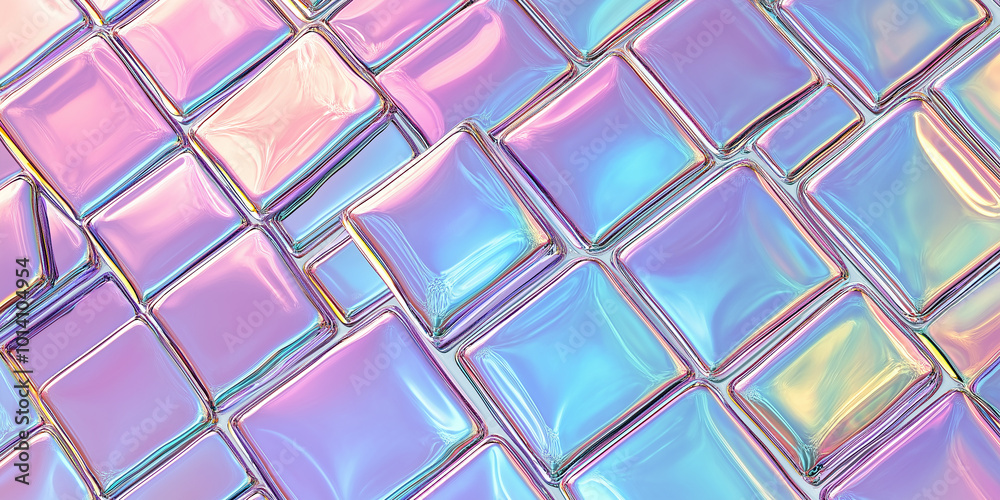 Iridescent holographic square tiles seamless pattern background Iridescent holographic square tiles seamless pattern background