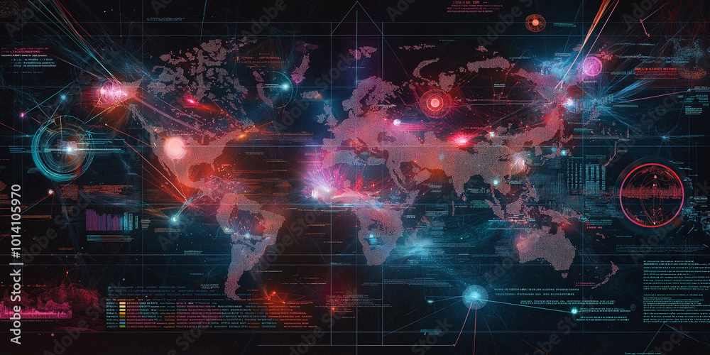 Global network security system analyzing world map for cyber threats Global network security system analyzing world map for cyber threats