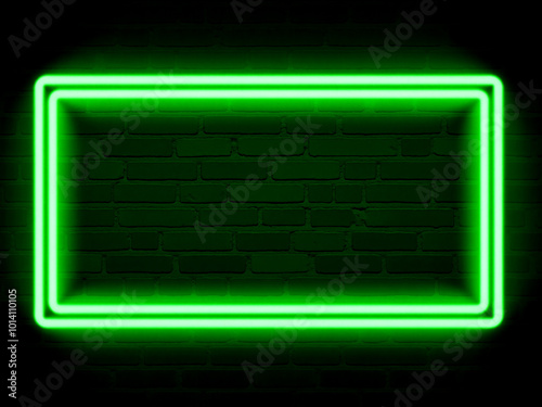 Wallpaper Mural A green neon rectangle glowing against a dark brick wall backdrop Torontodigital.ca