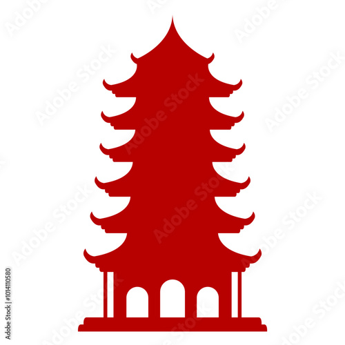 Chinese Temple Silhouette