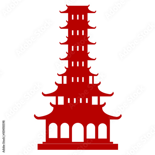 Chinese Temple Silhouette