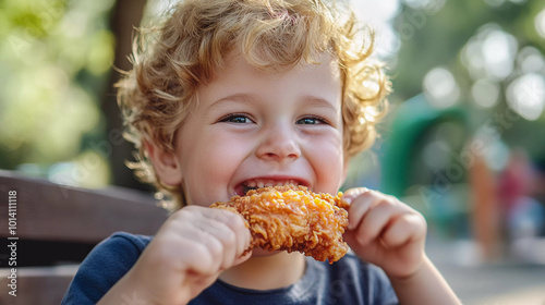 Fried chicken eaten by a kid