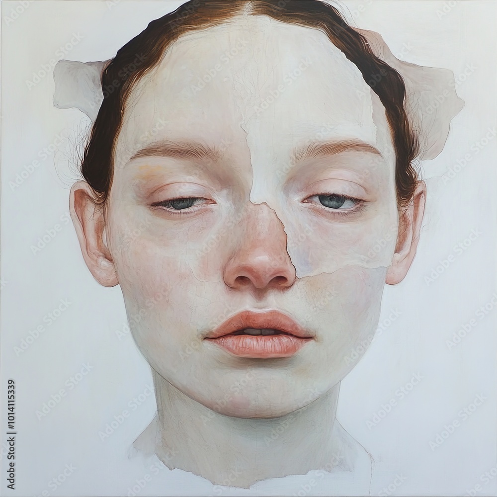 Fototapeta premium Woman with Peeling Skin: A Study in Identity and Vulnerability
