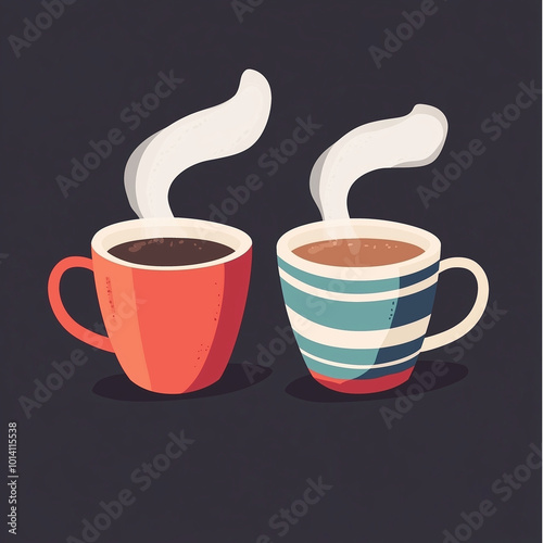 Simple illustration of two coffee mugs. photo