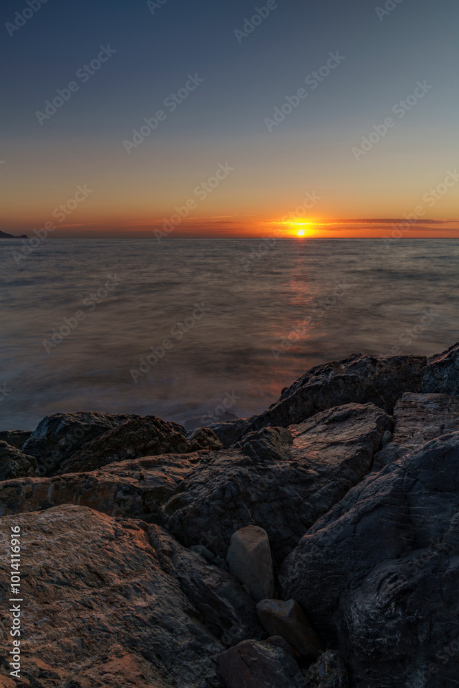 An atmospheric view of the sea, where the waves are washed away An atmospheric view of the sea, where the waves are washed away