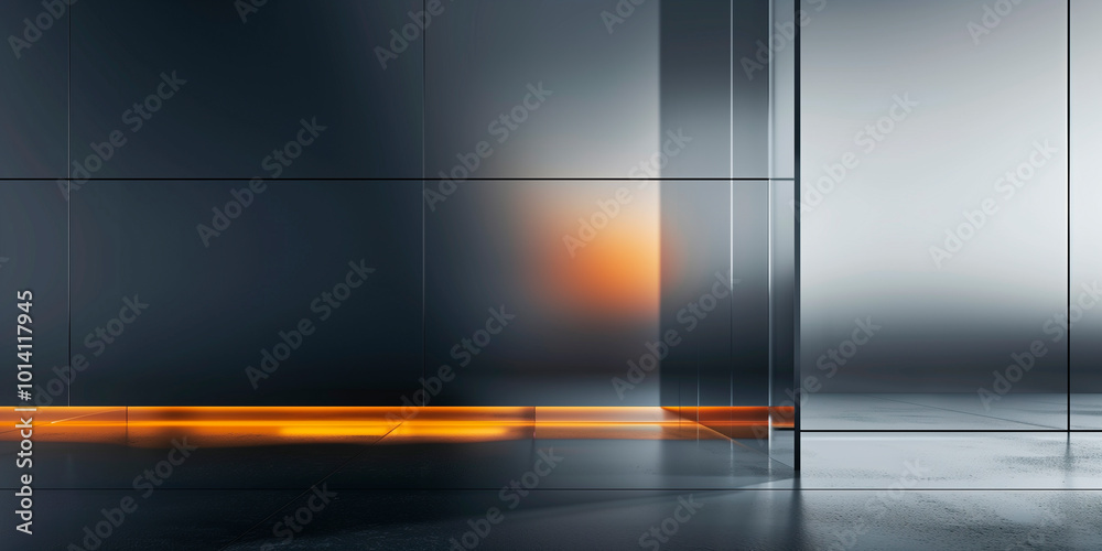 Fototapeta premium mockup glass structure composition with captivating light play Modern sleek design with space for text template presentation reflective surfaces creative dynamic visual effect. Generative Ai content