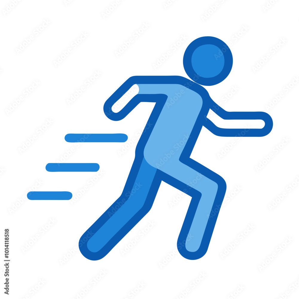 Running Figure Icon, Blue Vector for Fitness and Speed. Running Figure Icon, Blue Vector for Fitness and Speed.