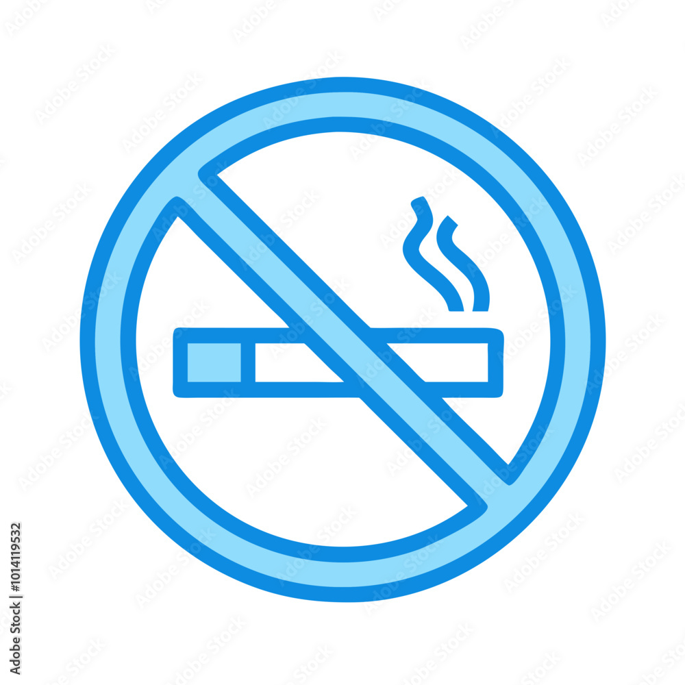 No Smoking Sign Icon, Blue Vector for Health and Safety Awareness. No Smoking Sign Icon, Blue Vector for Health and Safety Awareness.