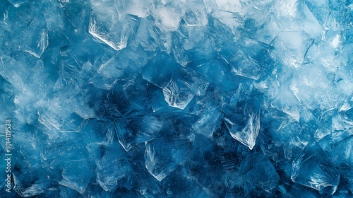 Abstract Frozen Ice Blocks In Blue Light Cold Texture Winter Ice Design