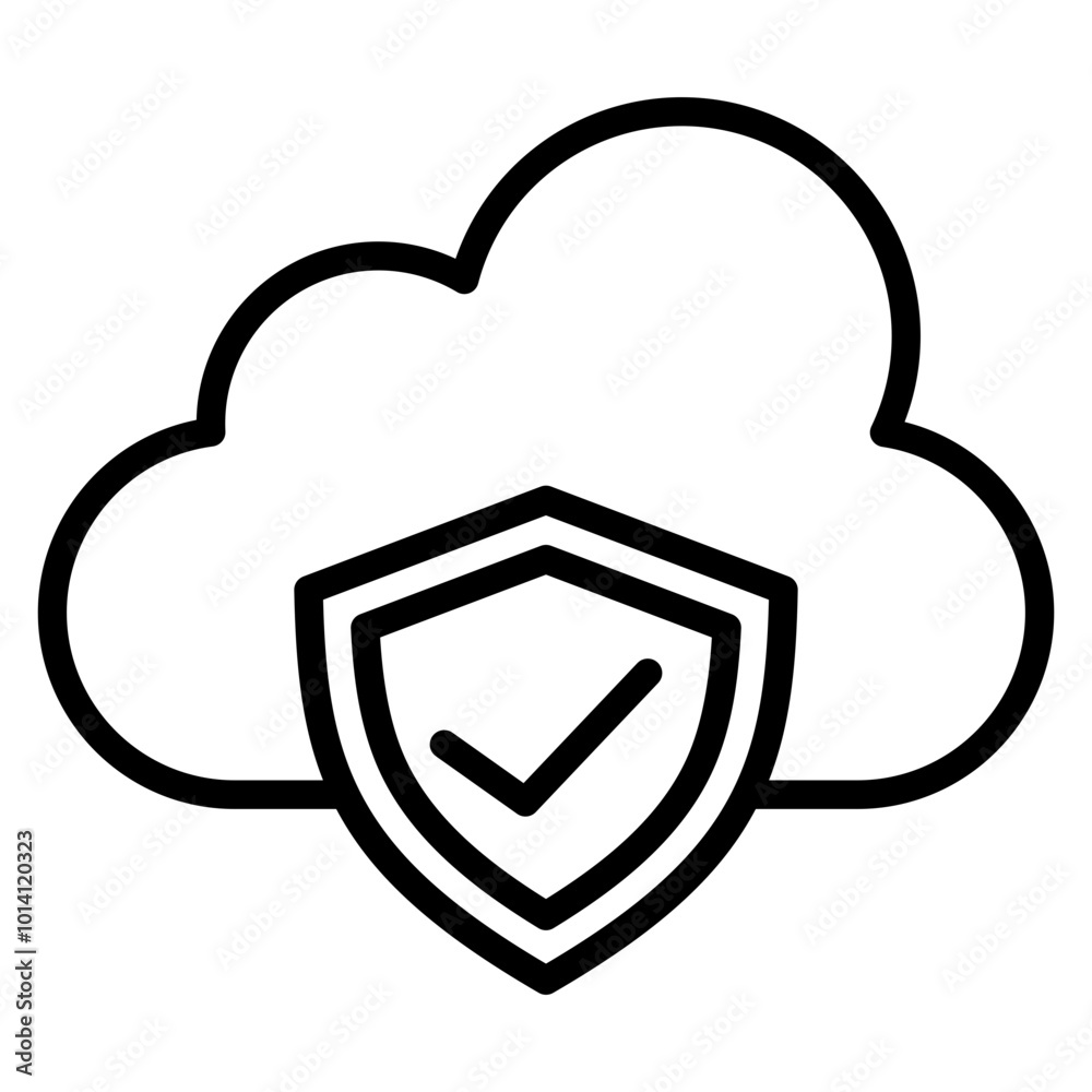 Cloud Protection Outline Icon Cloud Protection Outline Icon