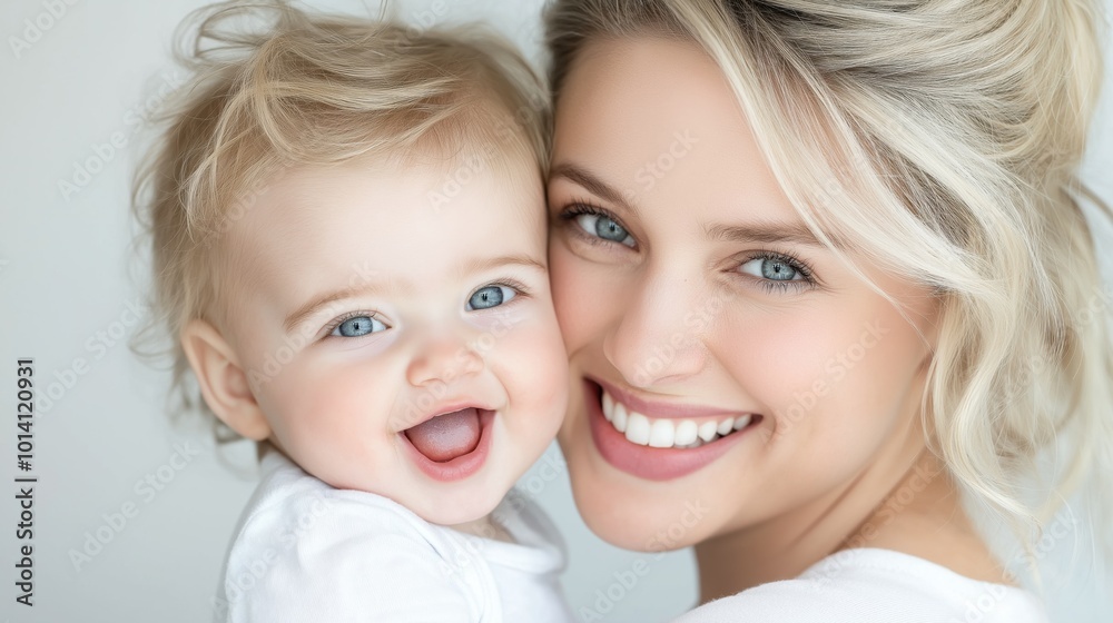 Joyful baby and mother embracing happiness and love Joyful baby and mother embracing happiness and love