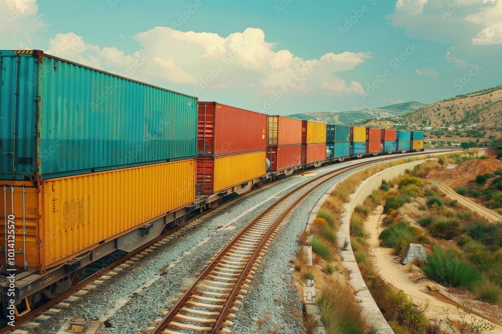 Obraz premium A train with many different colored containers on it