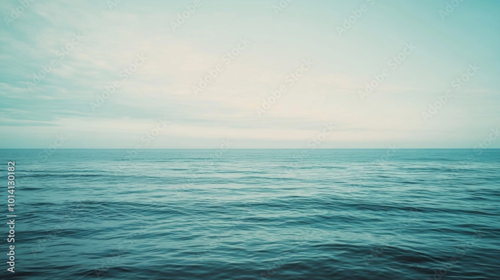 Obraz premium Pastel Serenity, a tranquil seascape under a soft pastel sky, evoking calmness and simplicity in a minimalist composition.