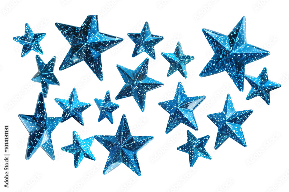 Blue sparkling stars on a black background. Stars isolated on white background Generative ai Blue sparkling stars on a black background. Stars isolated on white background Generative ai