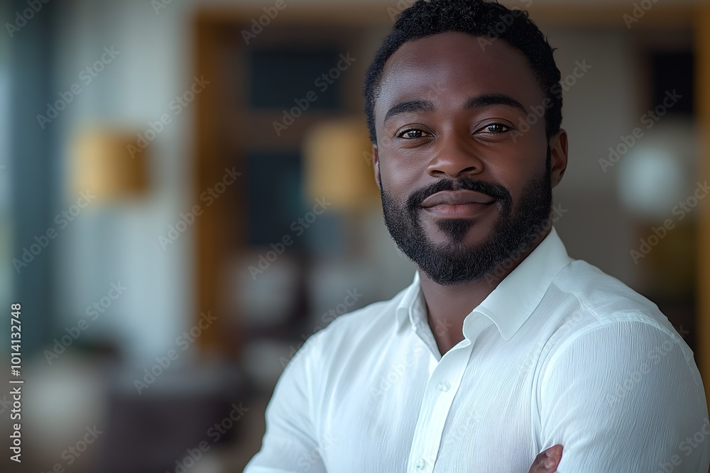 Happy African Business Man Looking Away Dreaming Standing in Office, Freelance, Business, Marketing, Finance, Employees Happy African Business Man Looking Away Dreaming Standing in Office, Freelance, Business, Marketing, Finance, Employees