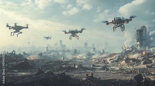 Generative AI, Wreckage Below, Drones Above: A Post-Apocalyptic Drone Battlefield