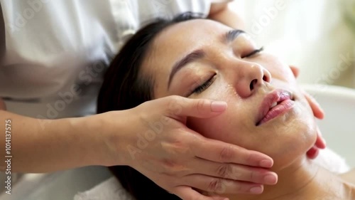 Wallpaper Mural Asian Woman Receiving Hydrating Facial Treatment Close-Up or Aesthetician Applying Hydrating Serum to Asian Woman’s Skin or Close-Up of Asian Woman’s Skin During Hydrating Facial Treatment Torontodigital.ca