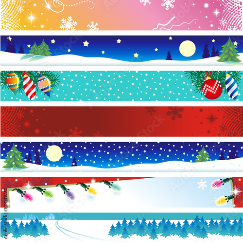 Seven Christmas, winter or New Year banners
 photo