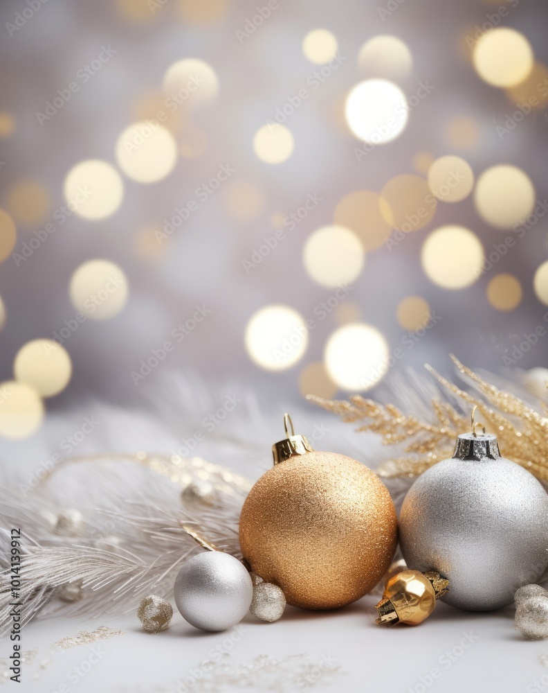 Christmas baubles against twinkling lights background Christmas baubles against twinkling lights background