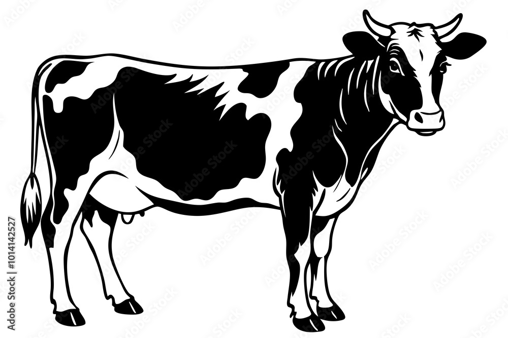 Cute cow standing silhouette minimalistic vector art illustration Cute cow standing silhouette minimalistic vector art illustration