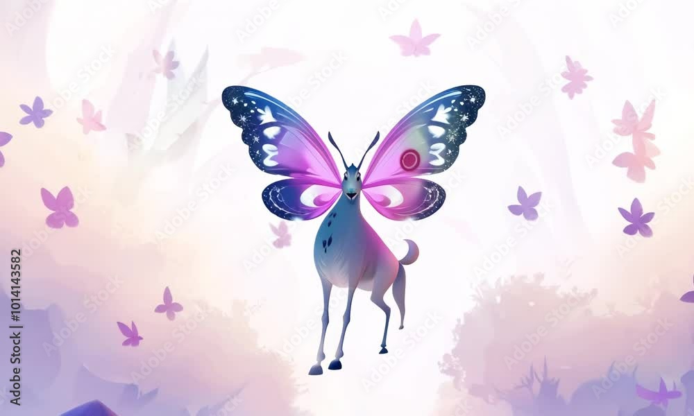 fantasy creature in whimsical animation style, with soft, watercolor-like shading Video fantasy creature in whimsical animation style, with soft, watercolor-like shading Video