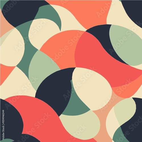 Abstract organic vector pattern with smooth, curving shapes in warm tones. Perfect for modern designs, home decor, and textile prints.