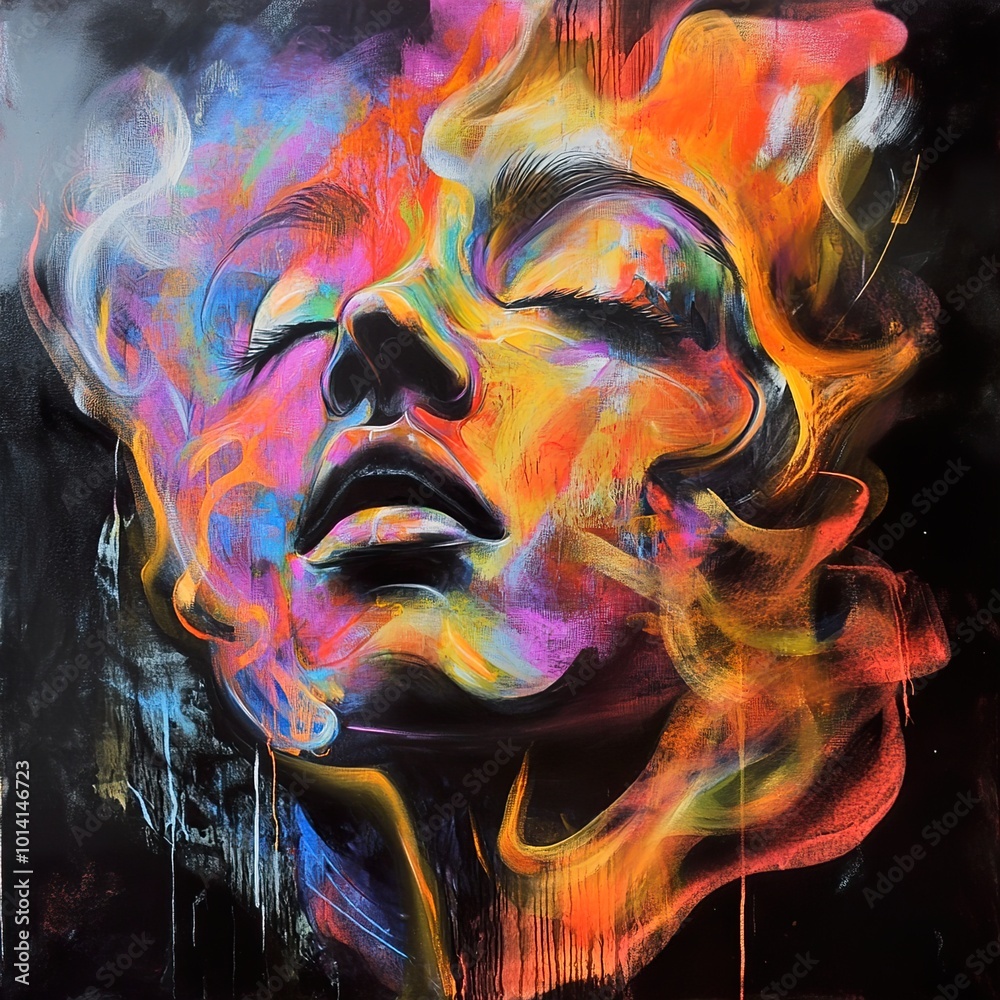 Obraz premium Abstract Portrait of a Woman in Vibrant Colors