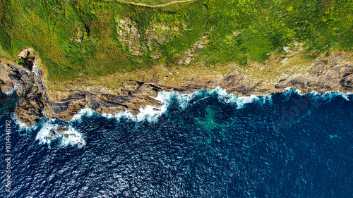 Bild auf Leinwand Stunning Aerial View of Rugged Coastline in Cornwall, UK