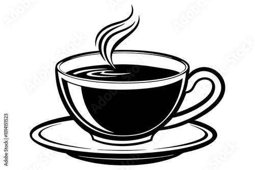 Cute cup of hot tea served vector art illustration 