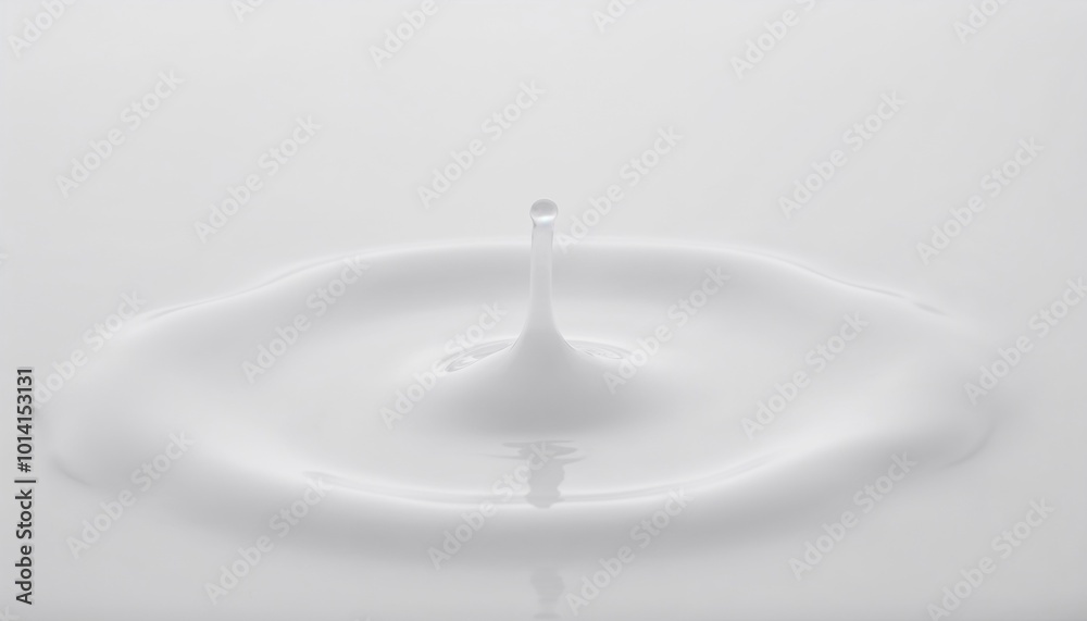 Close-up of a liquid droplet creating ripples on a smooth surface, showcasing purity and fluidity in a minimalistic composition Close-up of a liquid droplet creating ripples on a smooth surface, showcasing purity and fluidity in a minimalistic composition