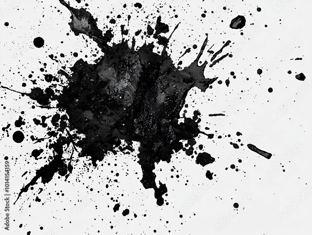 An abstract black ink splash on a white background, perfect for artistic designs and creative projects. An abstract black ink splash on a white background, perfect for artistic designs and creative projects.