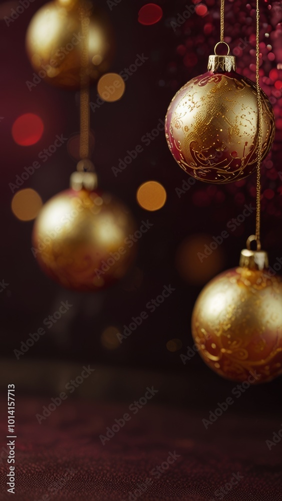 Christmas card background with burgundy matte and gold textures