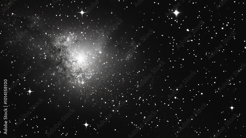 Fototapeta premium A stunning galaxy space background featuring a rich black backdrop adorned with countless stars, capturing the awe-inspiring beauty of the universe. This illustration highlights the depth and mystery 
