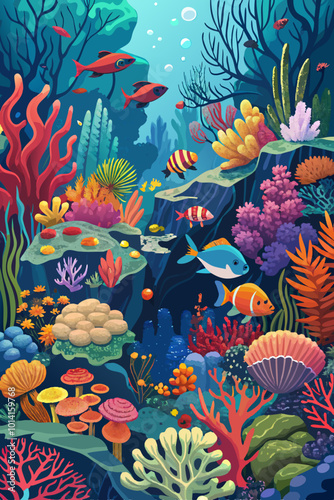 coral reef with fishes