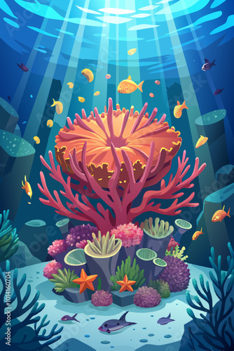 underwater world with fishes