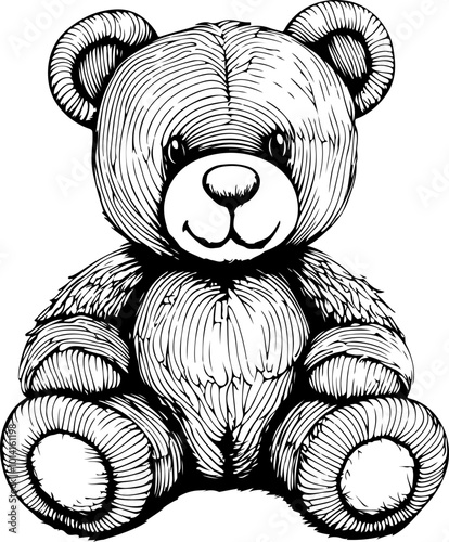 line art of teddy bear, generative AI