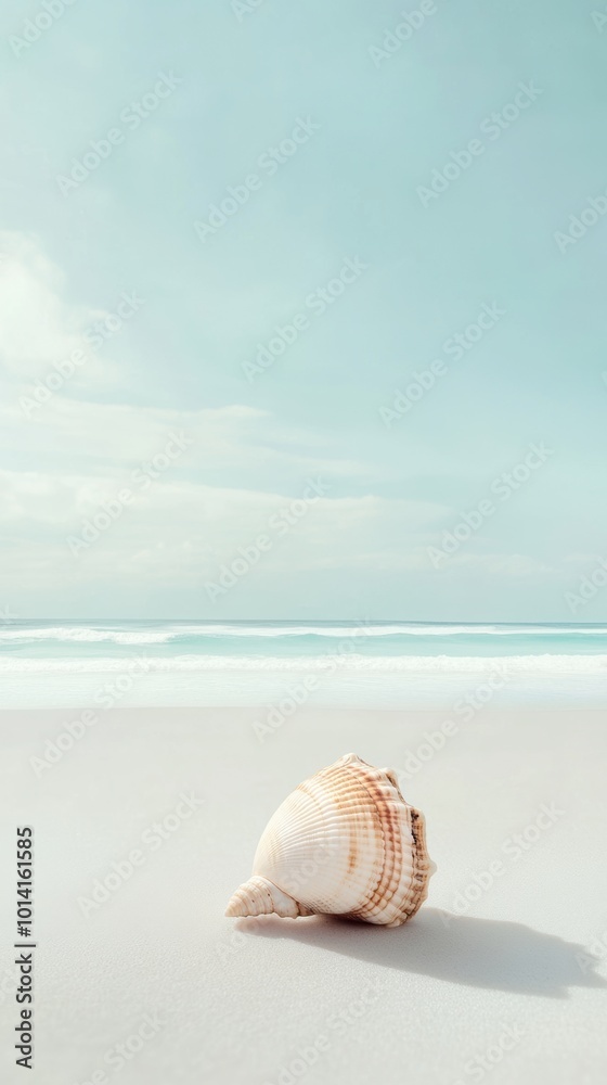 Seashell Serenity, a solitary seashell resting on a tranquil shore, embodying minimalism and the beauty of coastal simplicity Seashell Serenity, a solitary seashell resting on a tranquil shore, embodying minimalism and the beauty of coastal simplicity