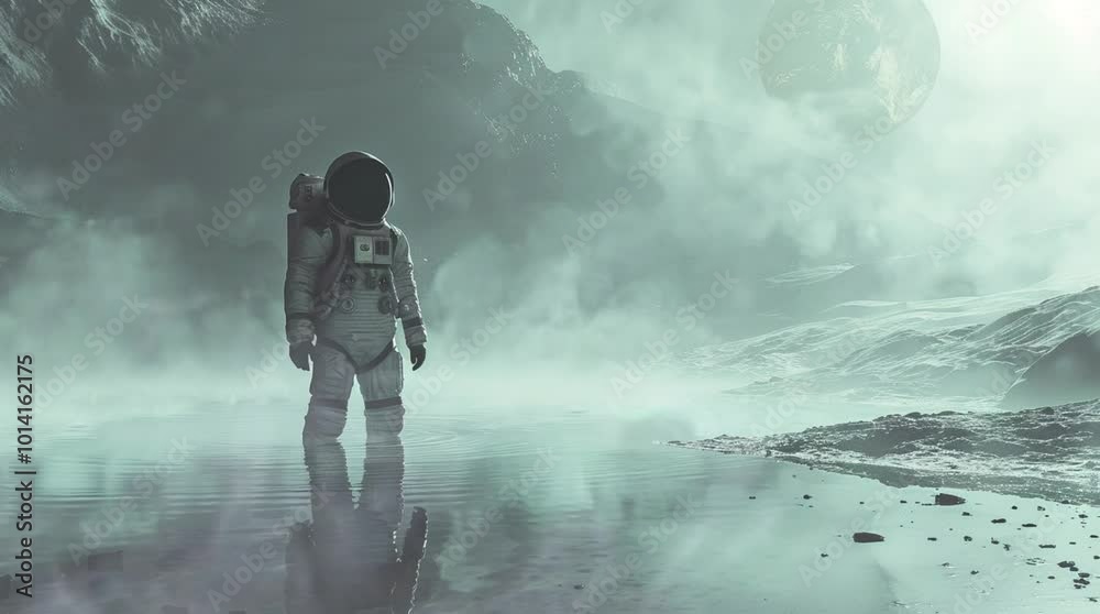 An astronaut standing by a mysterious lake on a strange planet, exploring an otherworldly landscape filled with intrigue and wonder
Seamless looping 4k time-lapse virtual video animation Generated AI An astronaut standing by a mysterious lake on a strange planet, exploring an otherworldly landscape filled with intrigue and wonder
Seamless looping 4k time-lapse virtual video animation Generated AI