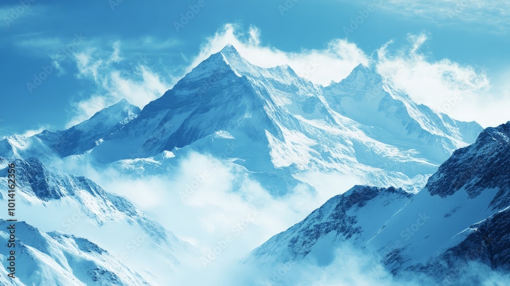 Obraz premium Motivational quote over a snowy mountain scene, emphasizing perseverance and strength in the face of challenges.