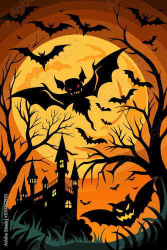 halloween background with bats