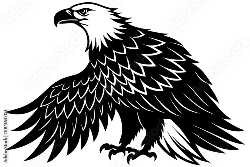  Cute Bald Eagle silhouette minimalistic vector art illustration photo