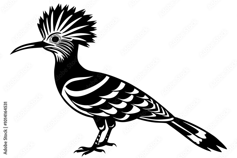 Obraz premium Cute Hoopoe silhouette minimalistic vector art illustration 