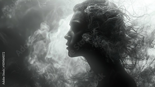 Silhouette of a Woman in Smoke - Abstract Portrait