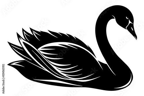  Cute Swan silhouette minimalistic vector art illustration photo